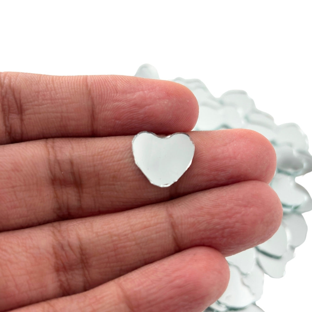 Heart Shape Silver Glass Mirror For Lippan Art