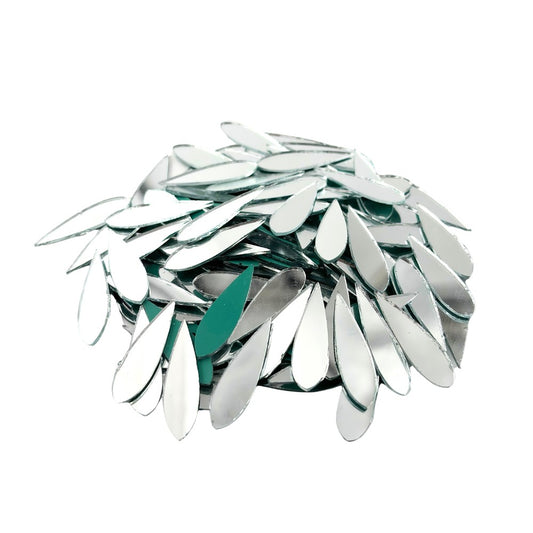 Almond Shape Silver Glass Mirror Design 1 For Lippan Art