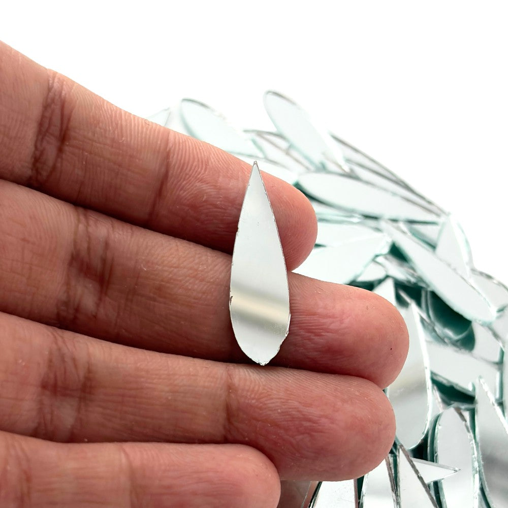 Almond Shape Silver Glass Mirror Design 1 For Lippan Art