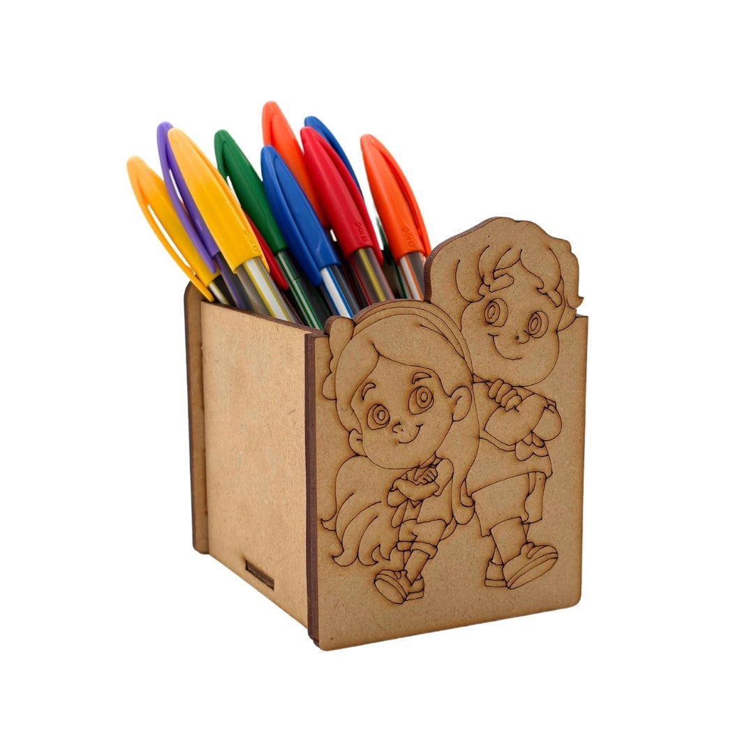 Girl And Boy Pen Stand MDF Design