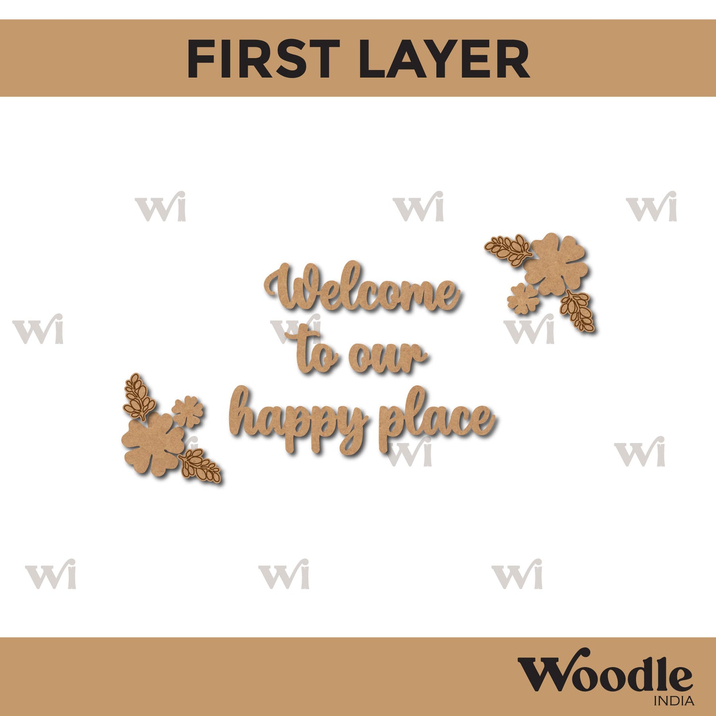Flower leaves Nameplate MDF Design