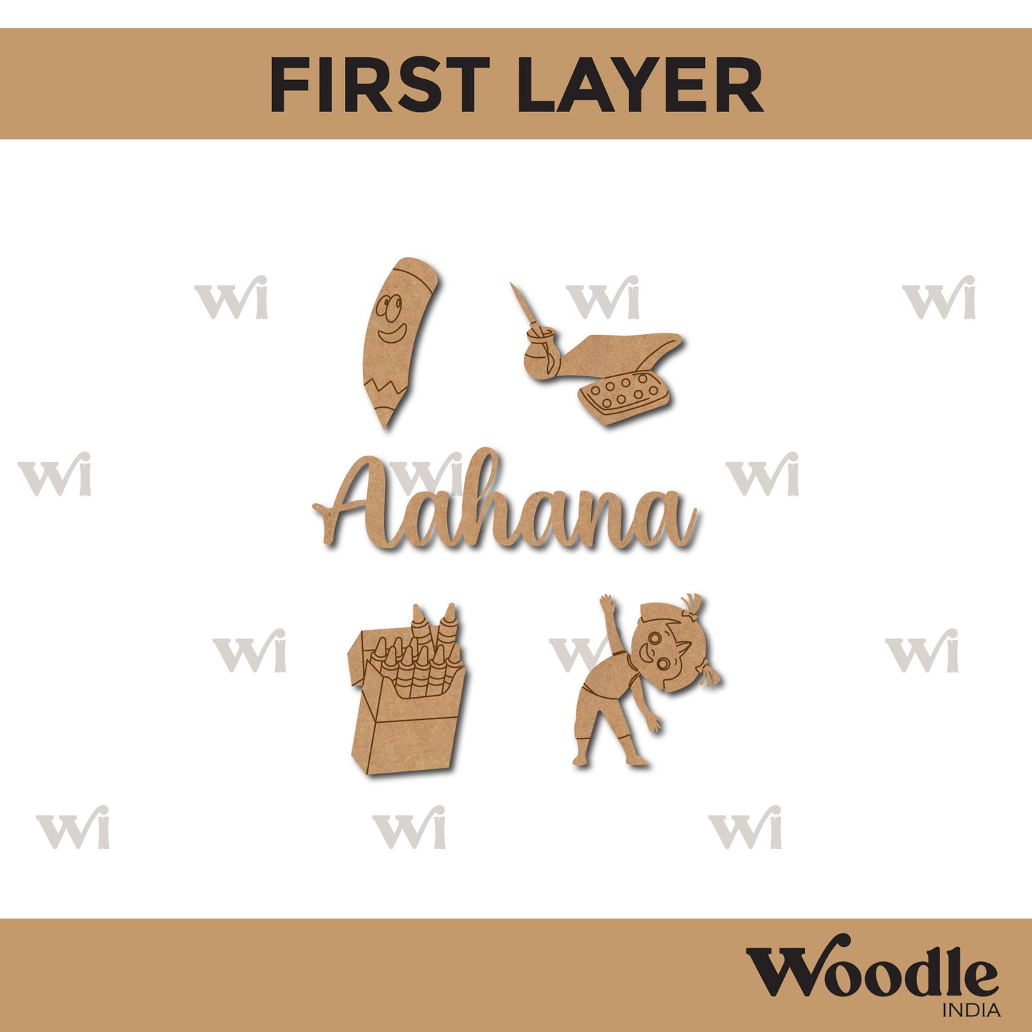 Flower Base Nameplate MDF Design 1