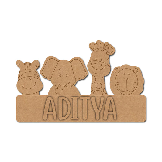 Animals Nameplate MDF Design