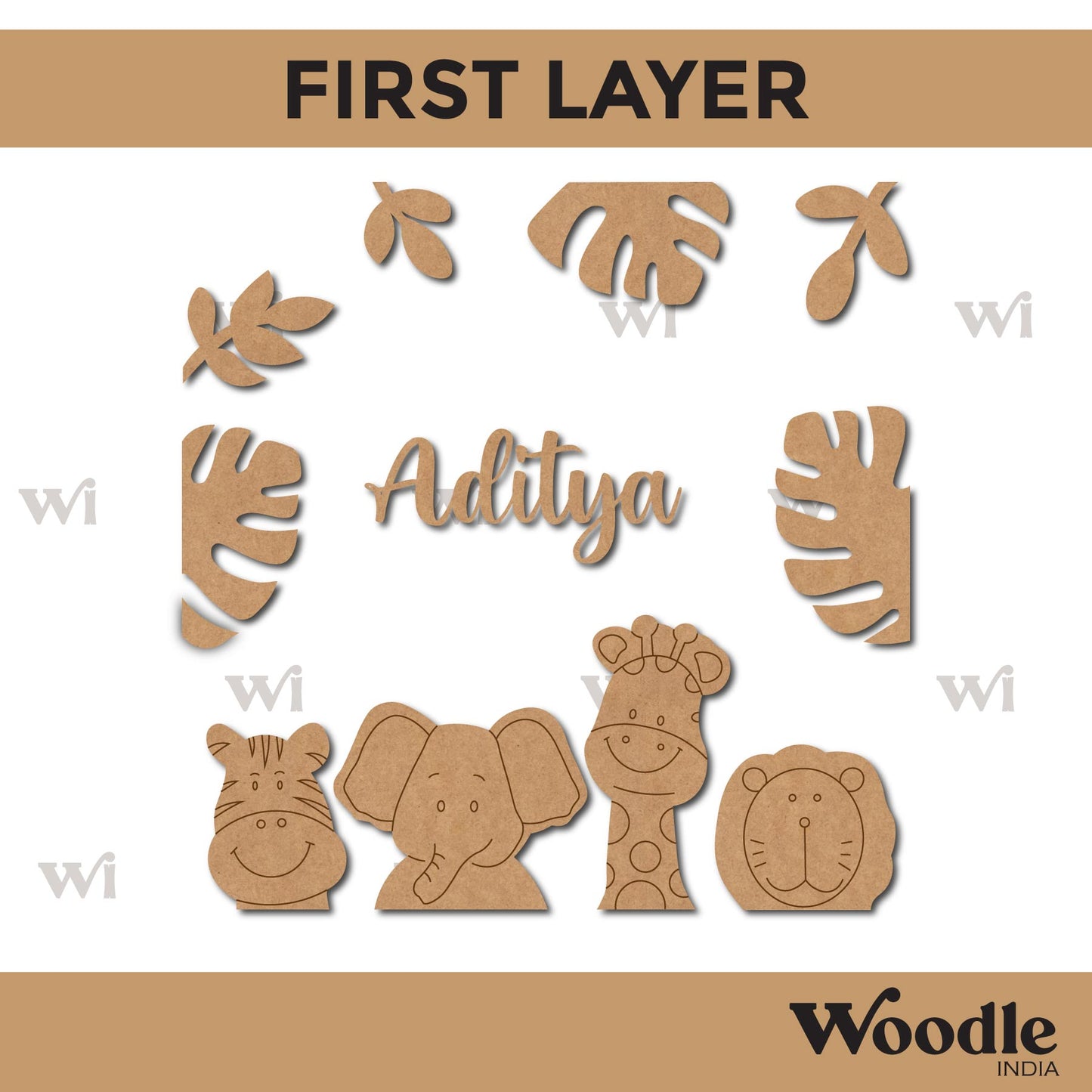 Jungle Theme Nameplate MDF Design 2
