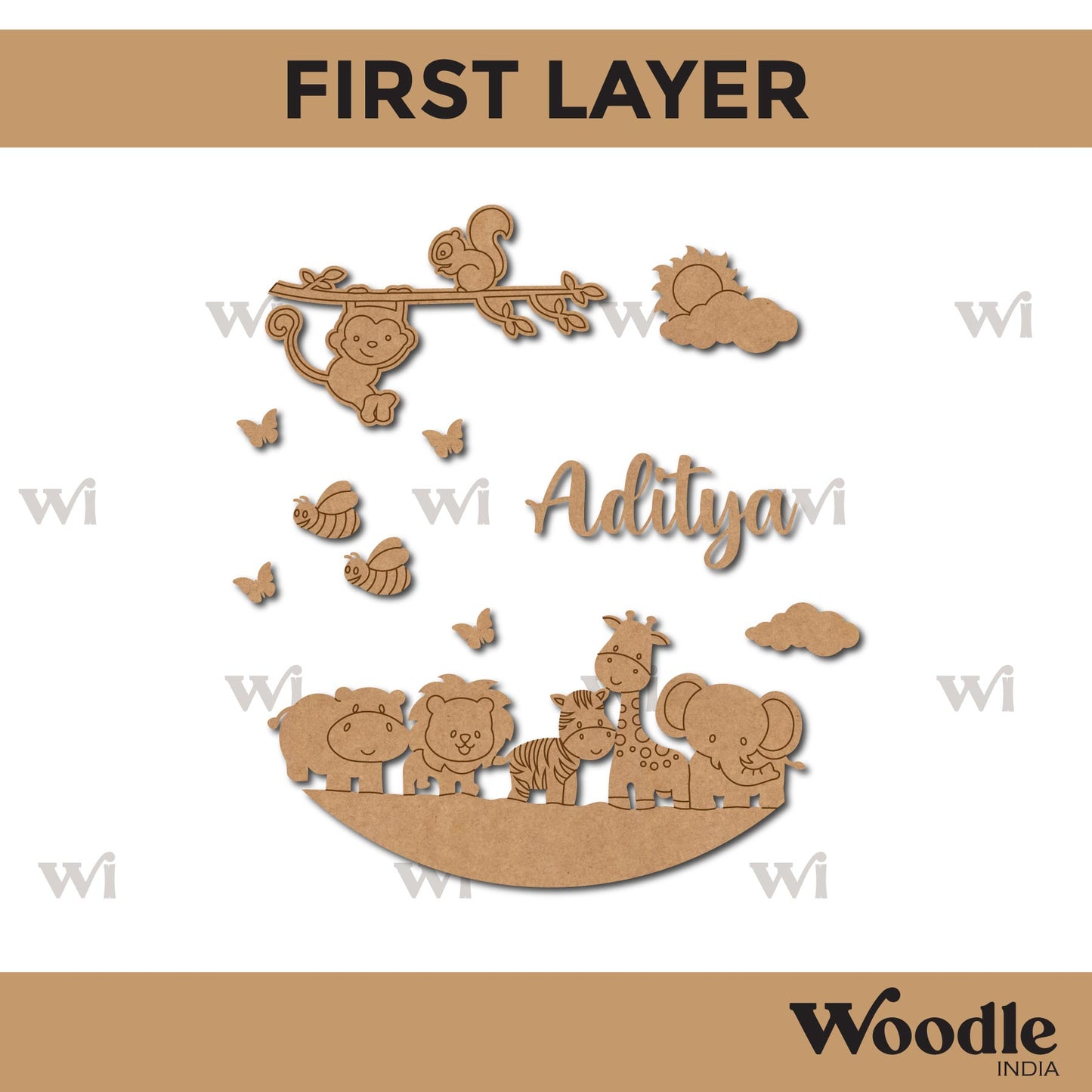 Animals Nameplate MDF Design