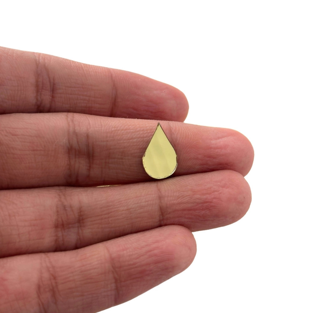 Almond Shape Golden Glass Mirror For Lippan Art