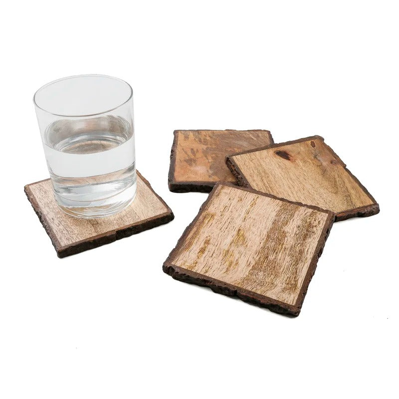 Natural Mango Wood Bark Square Base