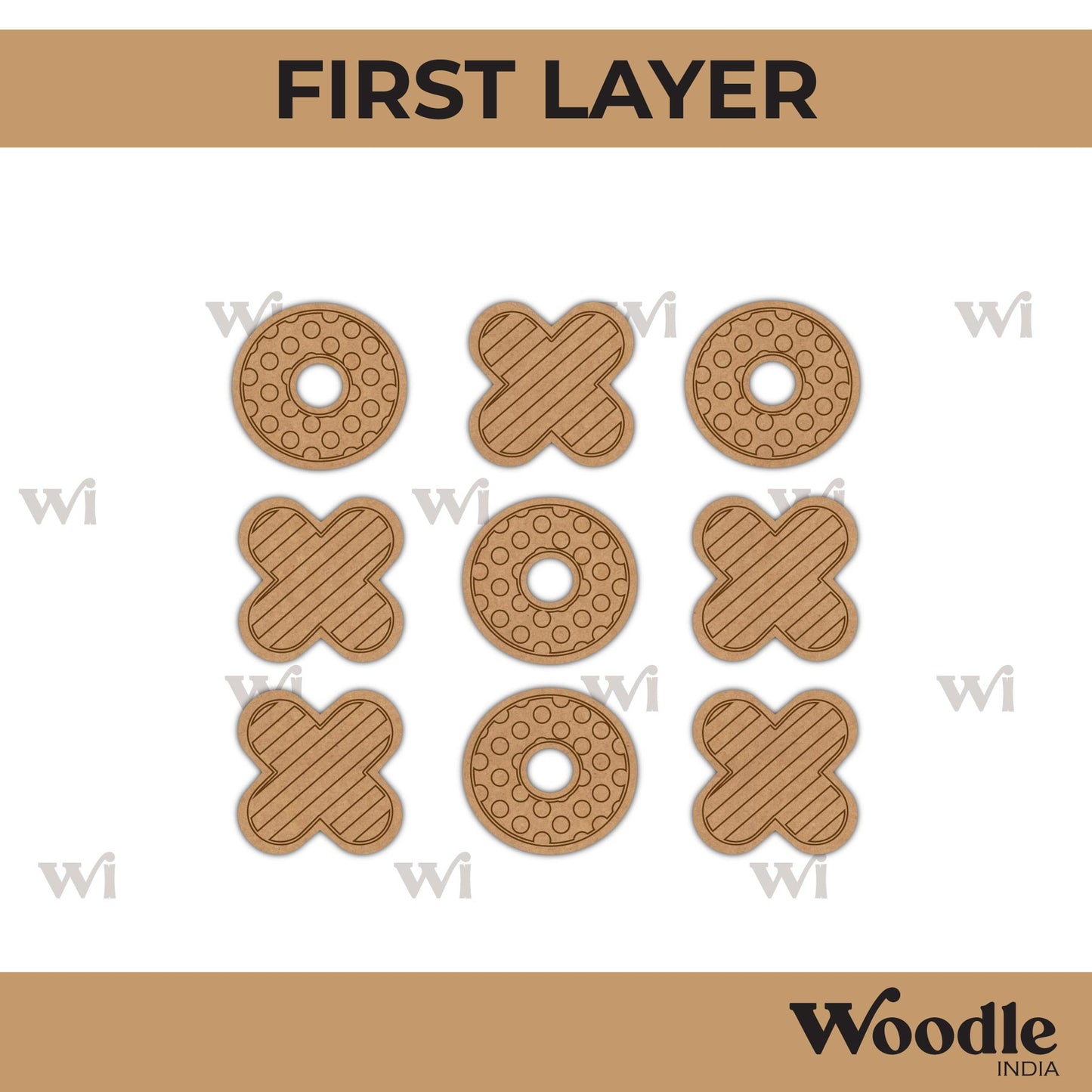 Tic Tac Toe Pre Marked MDF Design 7