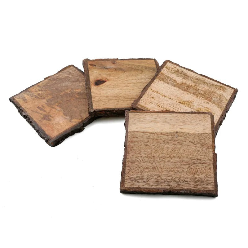 Natural Mango Wood Bark Square Base