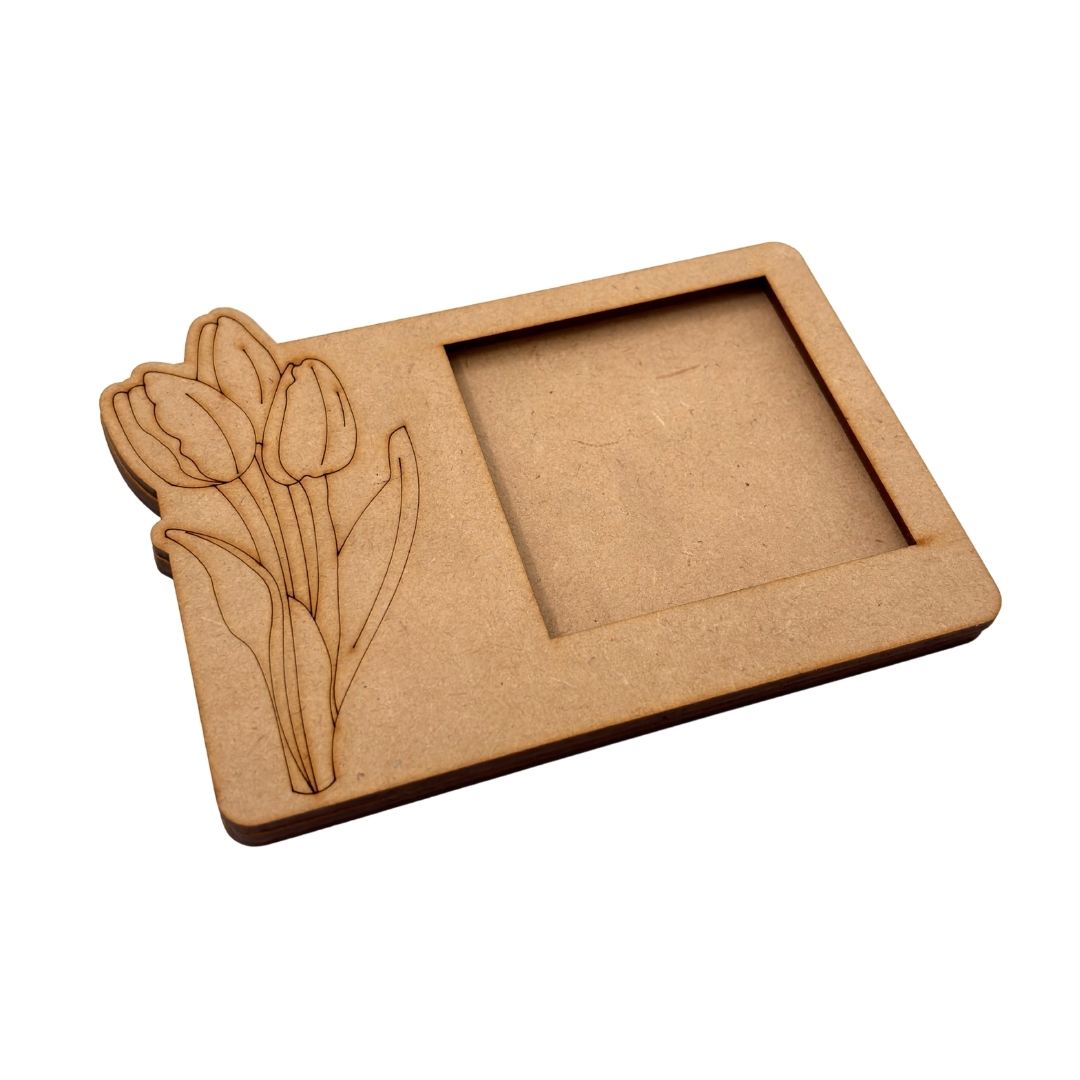 Tulip Flowers Three Layered Photo Frame MDF Design 1