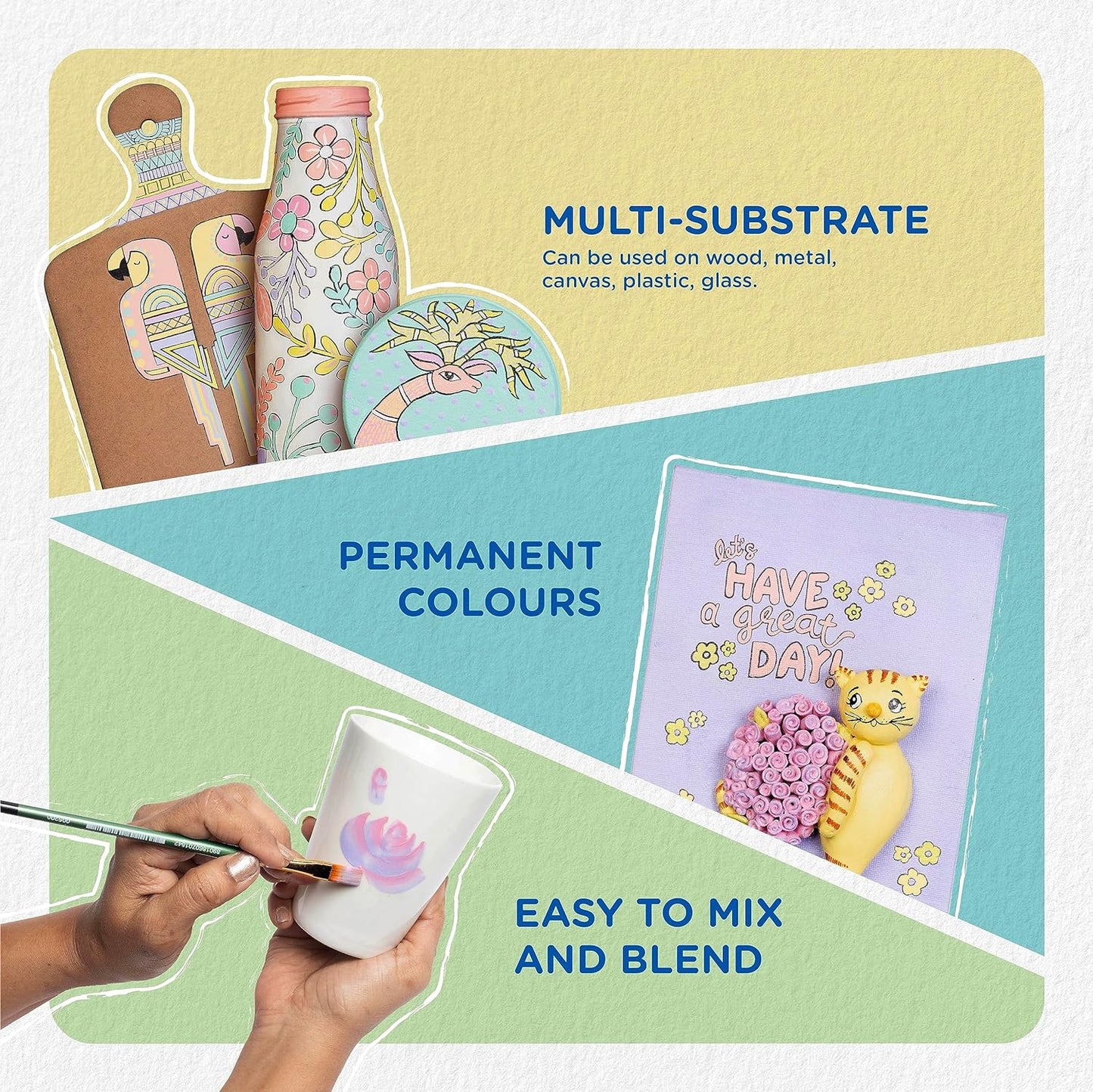 Fevicryl Neon Acrylic Colours Kit 4 Shades X 15ml