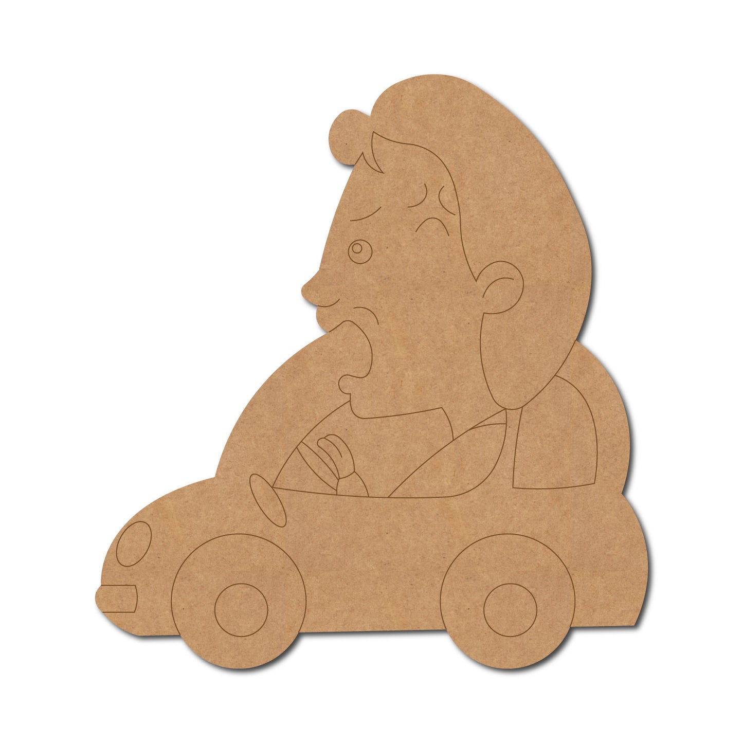 Angry Man In Car Pre Marked MDF Design 2
