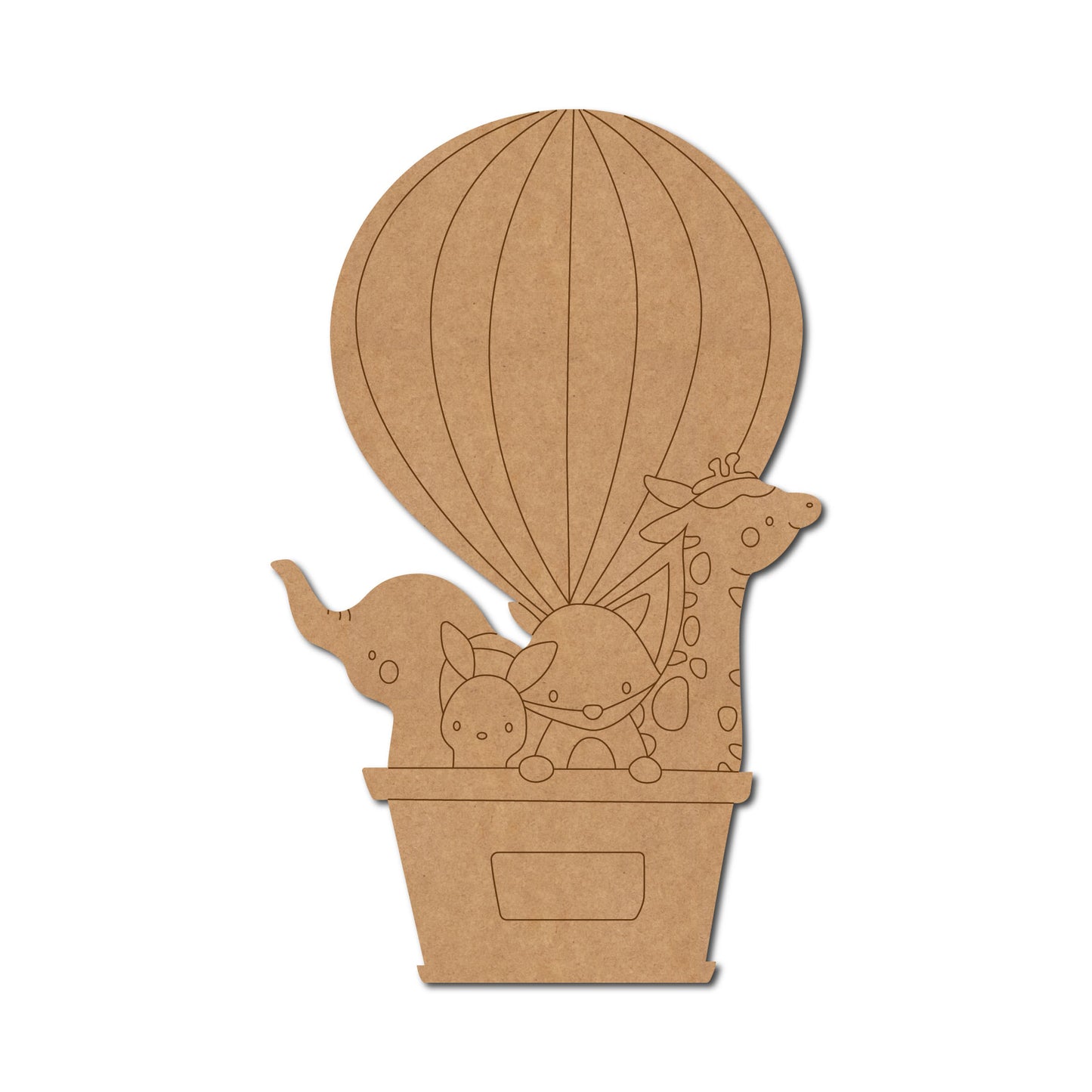 Animals In Hot Air Balloon Pre Marked MDF Design 1