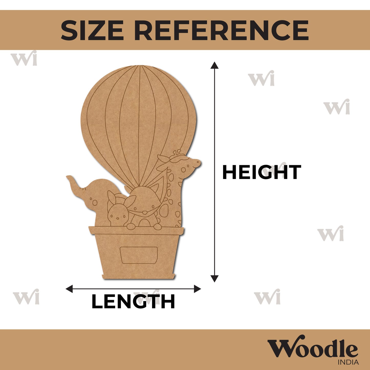 Animals In Hot Air Balloon Pre Marked MDF Design 1
