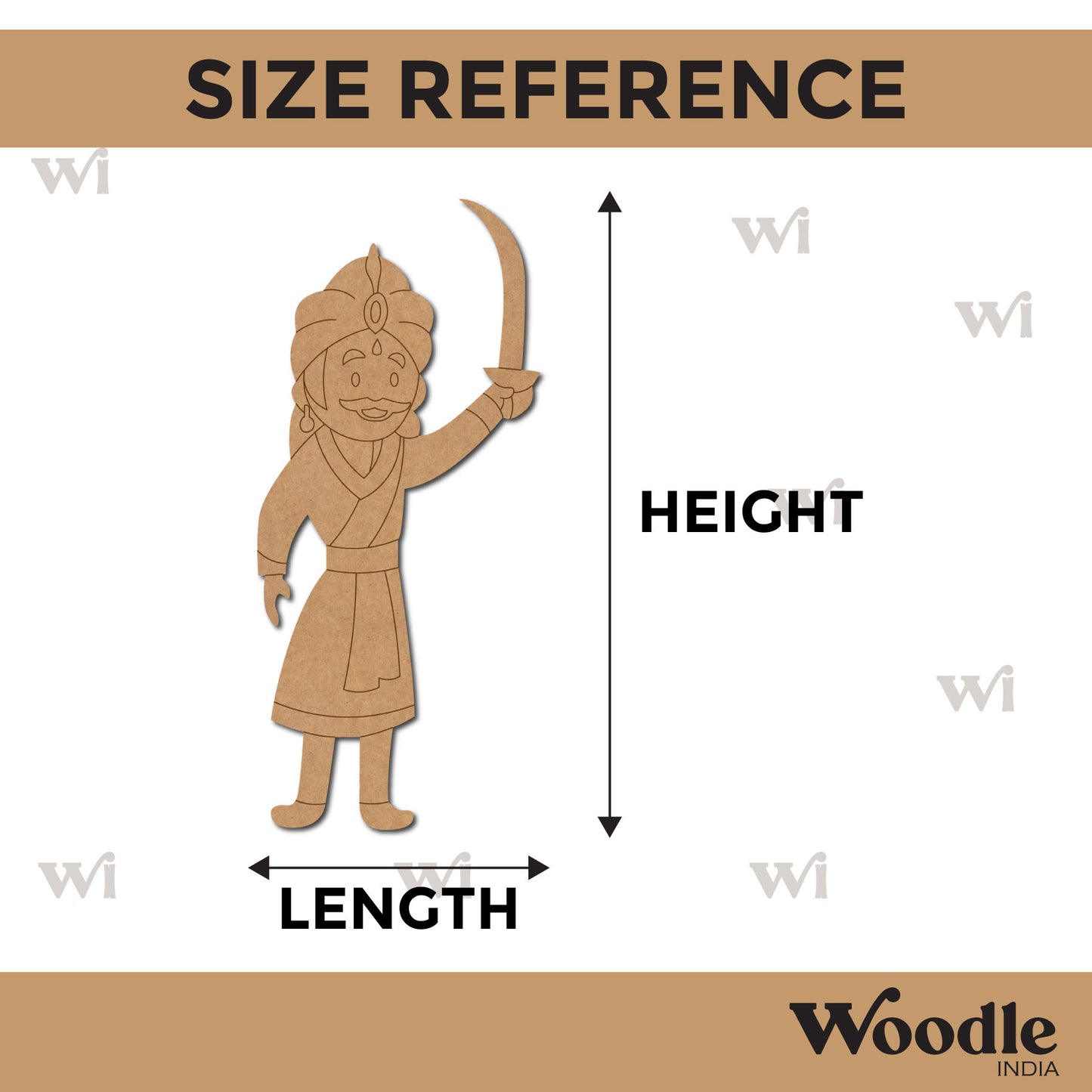 Ashoka Samrat With Sword Pre Marked MDF Design 1