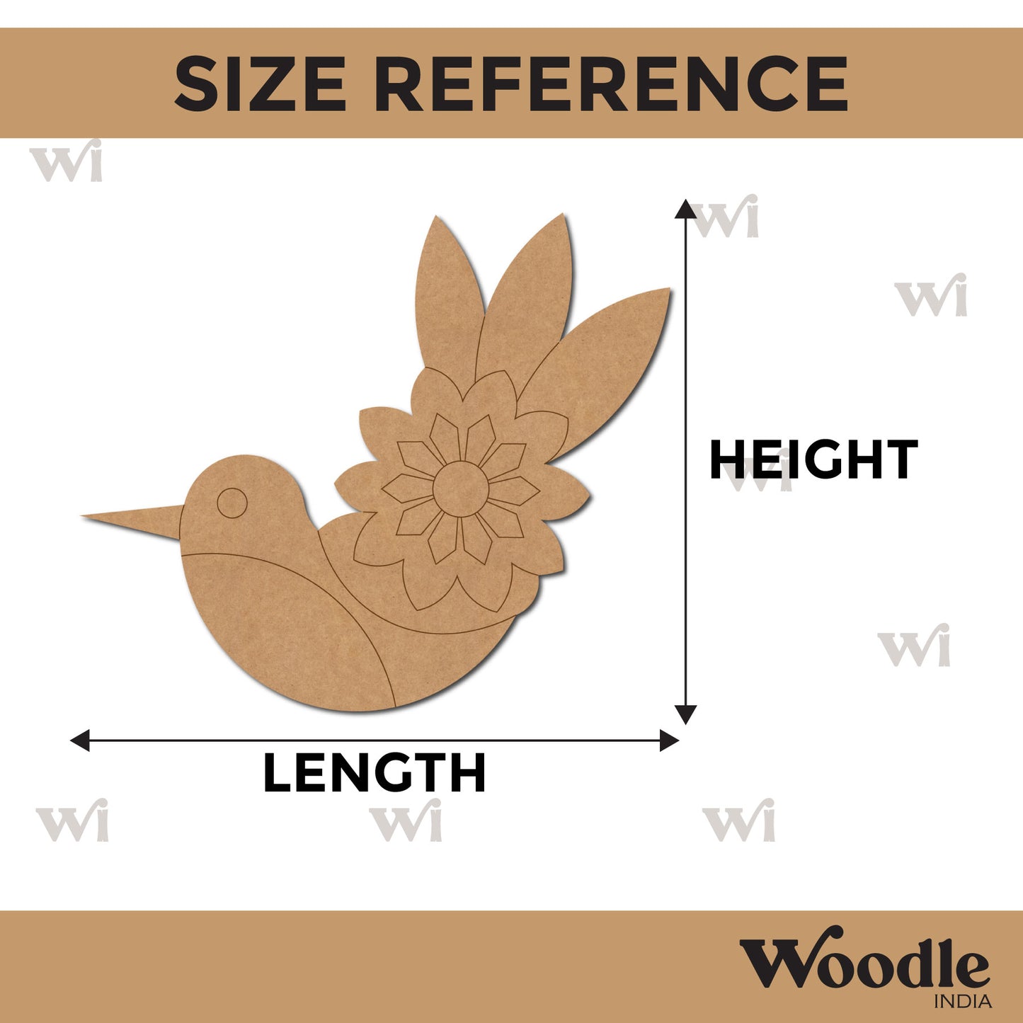 Bird Flower Pre Marked MDF Design 1