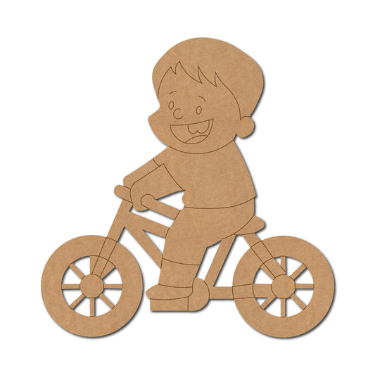 Boy Riding Bicycle Pre Marked MDF Design 1