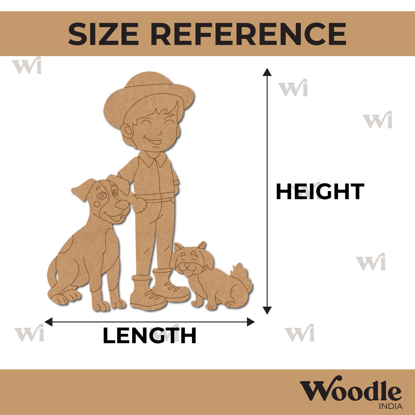 Boy With Dogs Pre Marked MDF Design 1