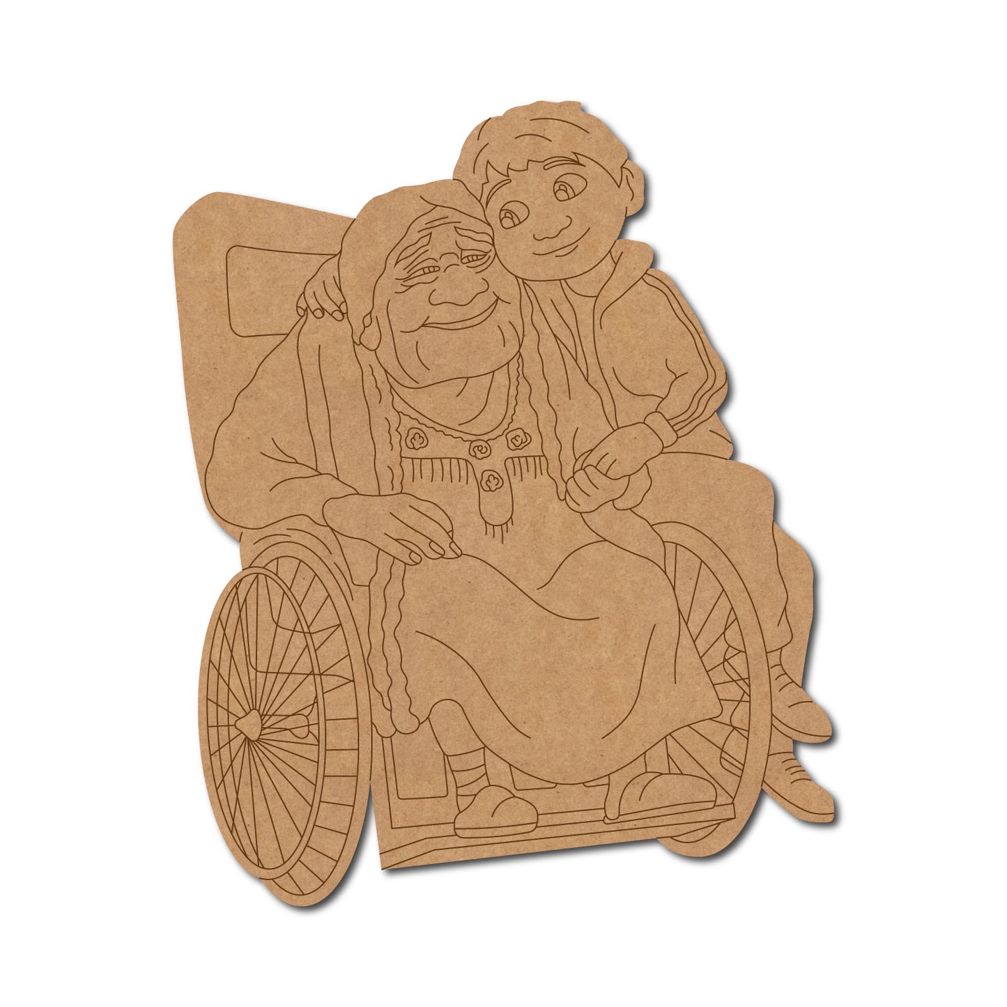 Boy With Grand Mother Pre Marked MDF Design 1