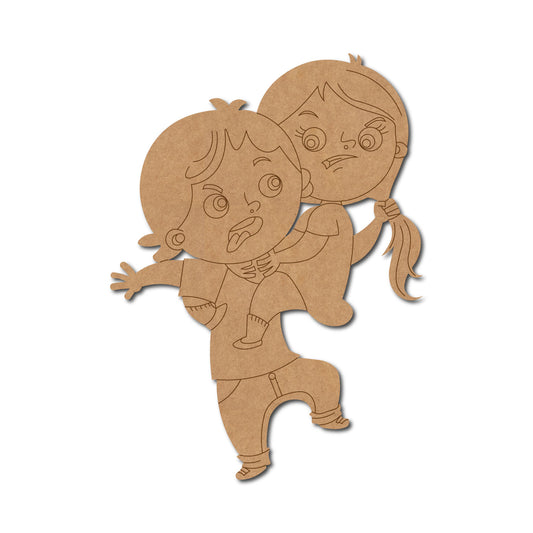 Brother Sister Fighting Pre Marked MDF Design 1