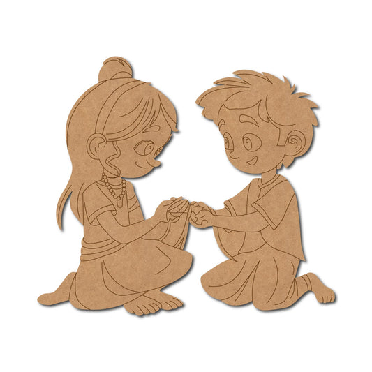 Brother Sister Raksha Bandhan Pre Marked MDF Design 12