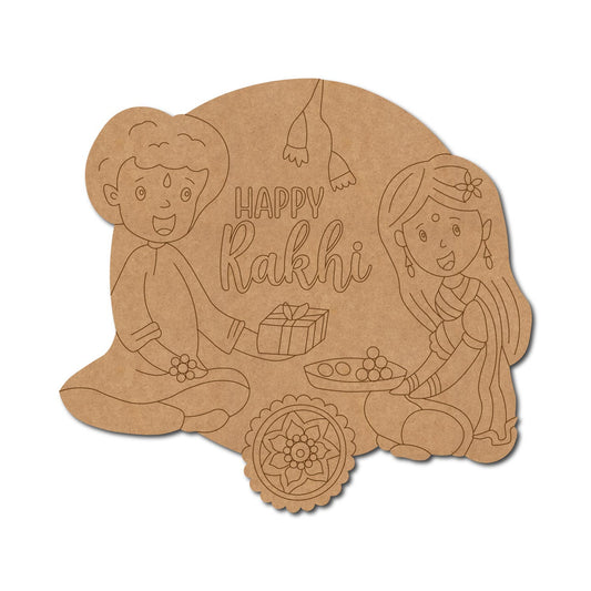 Brother Sister Raksha Bandhan Pre Marked MDF Design 13