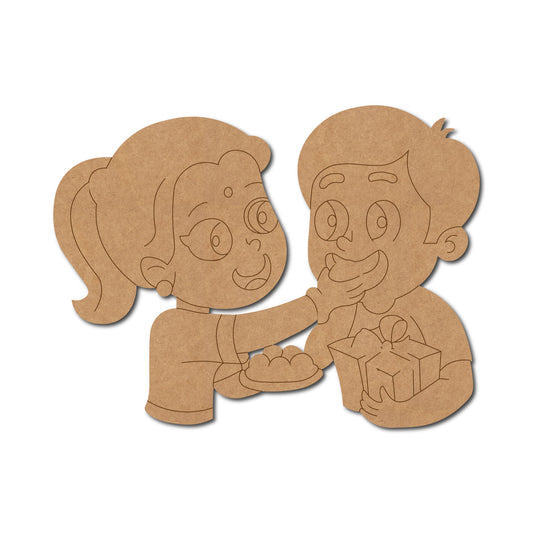 Brother Sister Raksha Bandhan Pre Marked MDF Design 14
