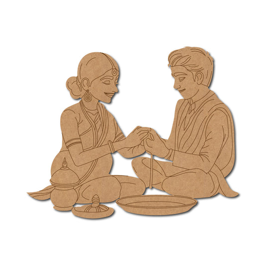 Brother Sister Raksha Bandhan Pre Marked MDF Design 15