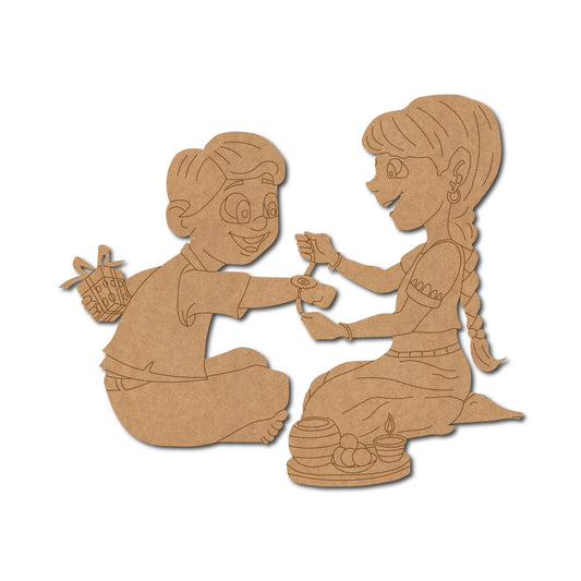 Brother Sister Raksha Bandhan Pre Marked MDF Design 5