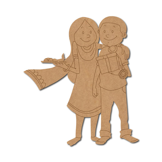 Brother Sister Raksha Bandhan Pre Marked MDF Design 8