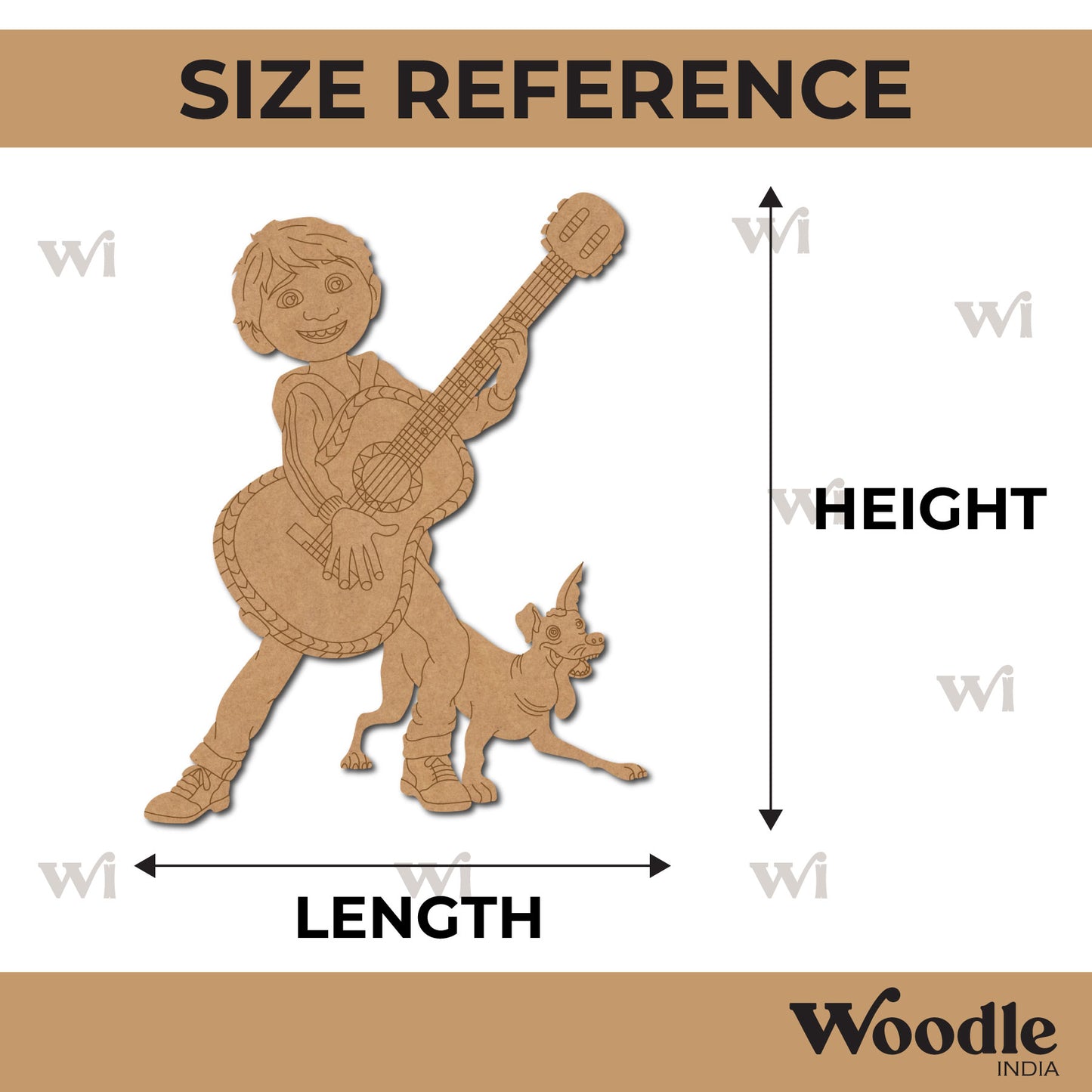 Dog And Boy With Guitar Pre Marked MDF Design 1