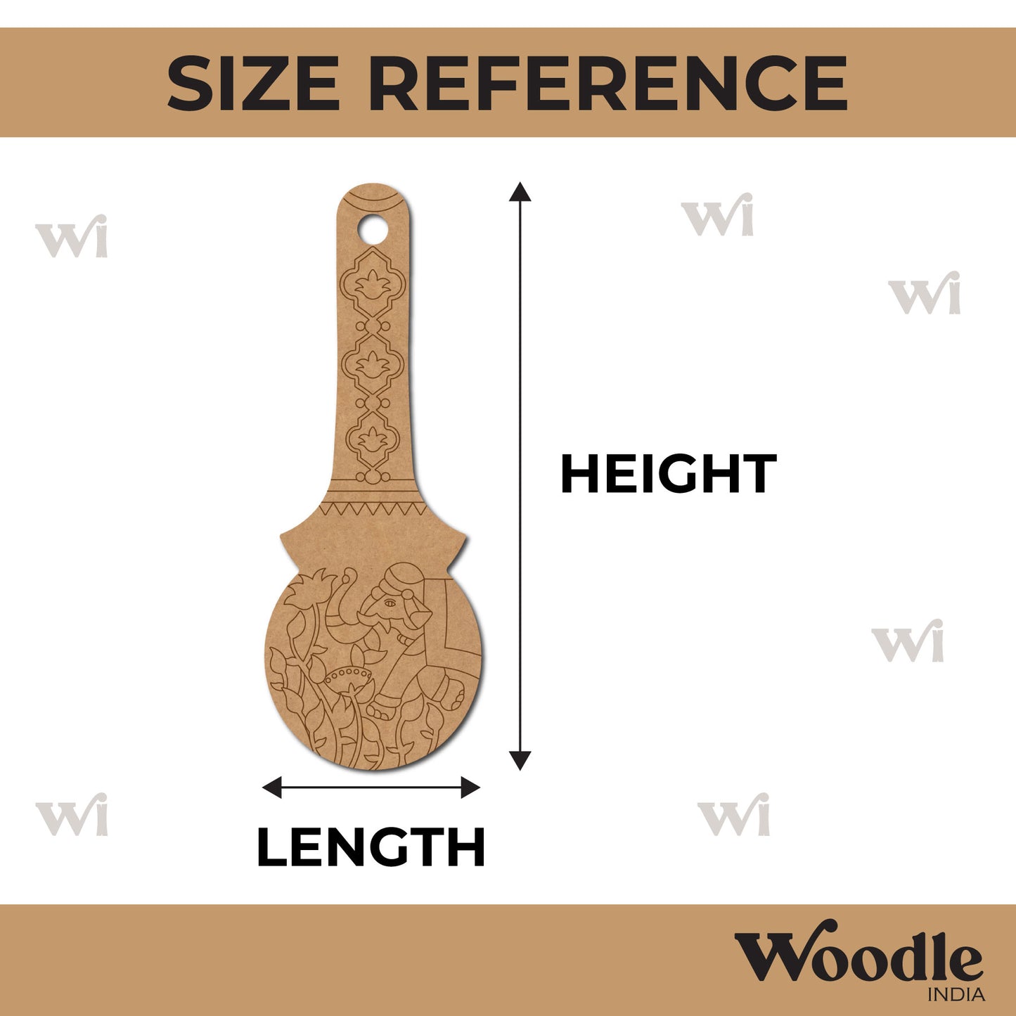 Elephant Kolam Ladle Pre Marked MDF Design 1
