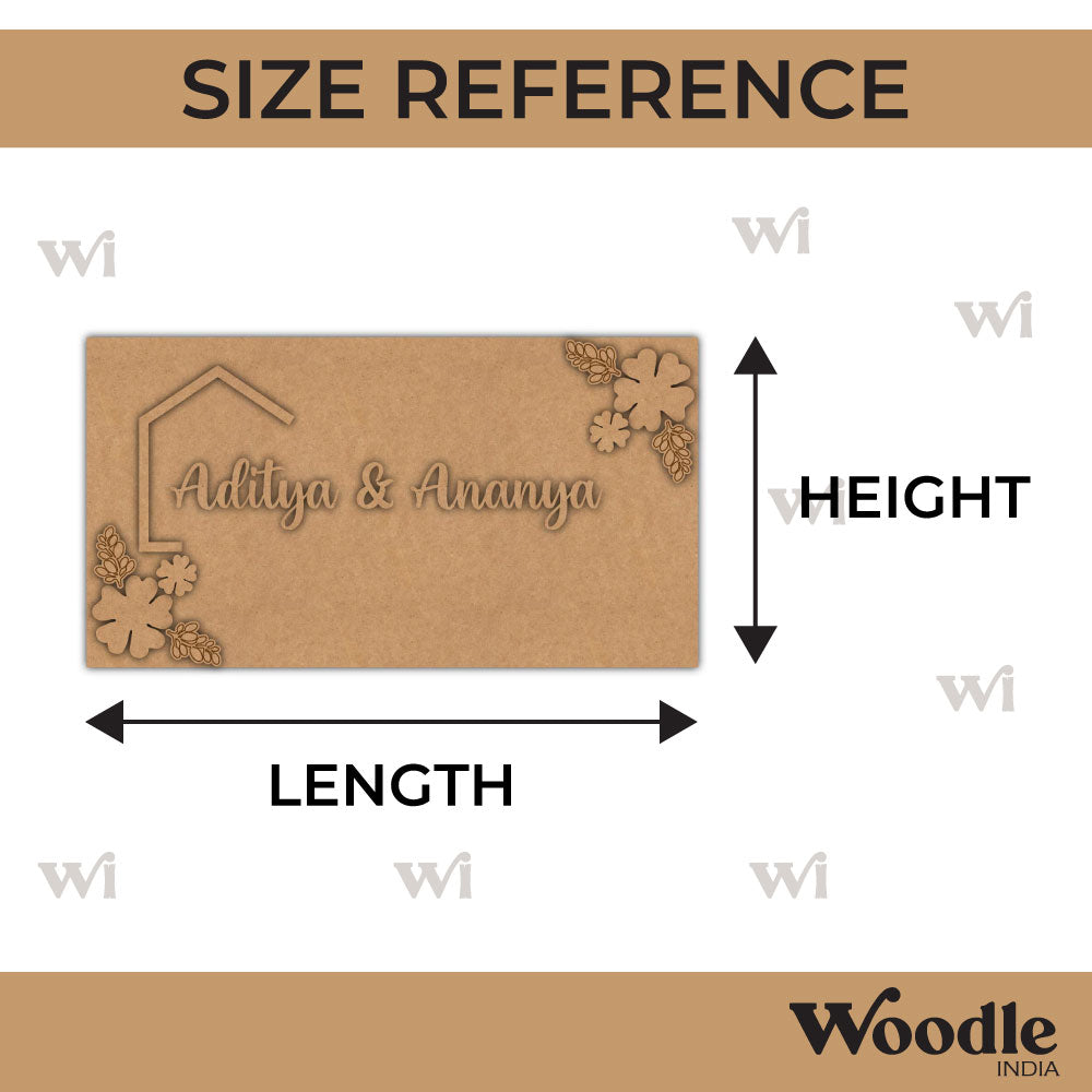 Flower Leaves House Nameplate MDF Design 2