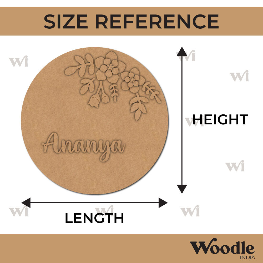 Flower Leaves Nameplate MDF Design