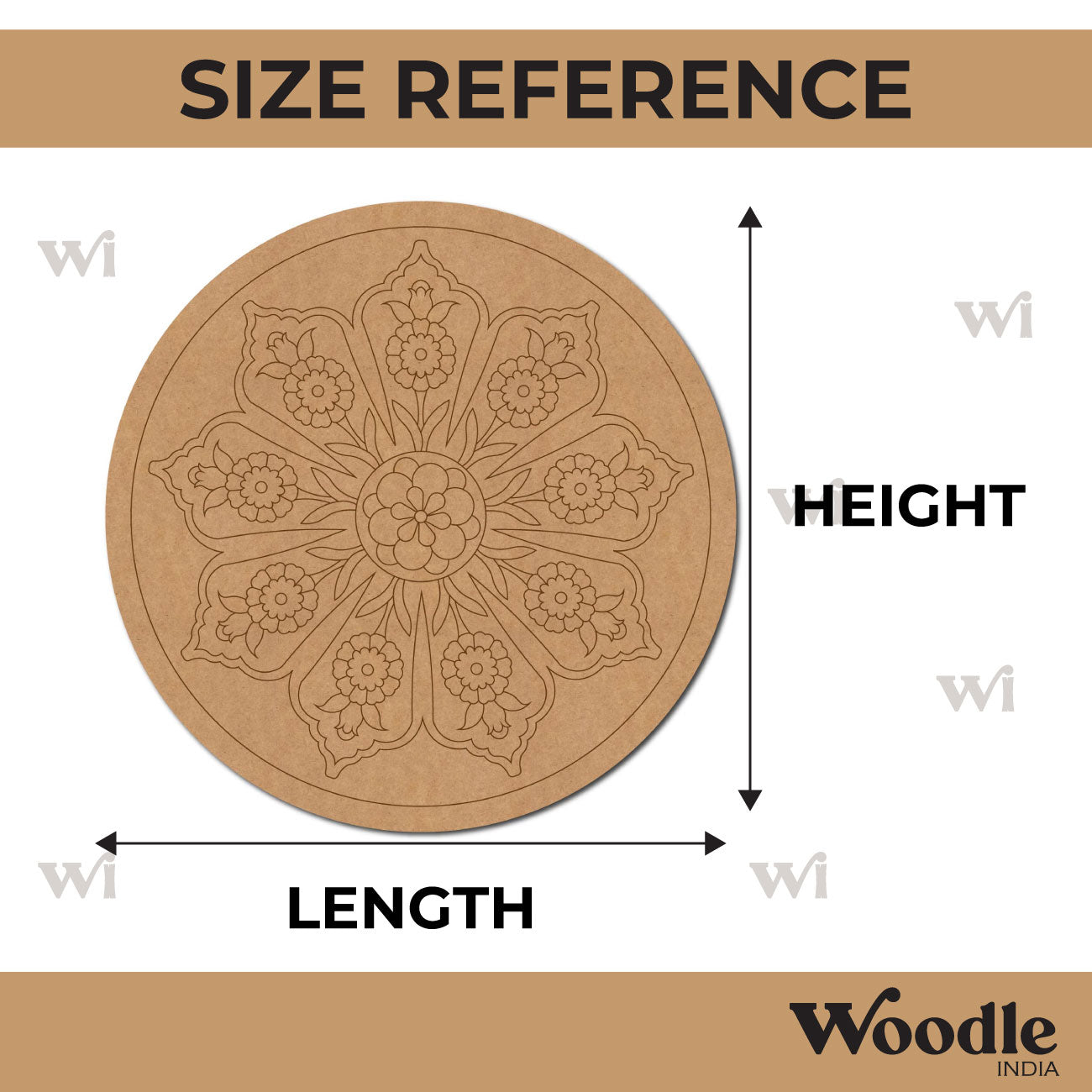 Flower Mandala Pre Marked Round MDF Design 1