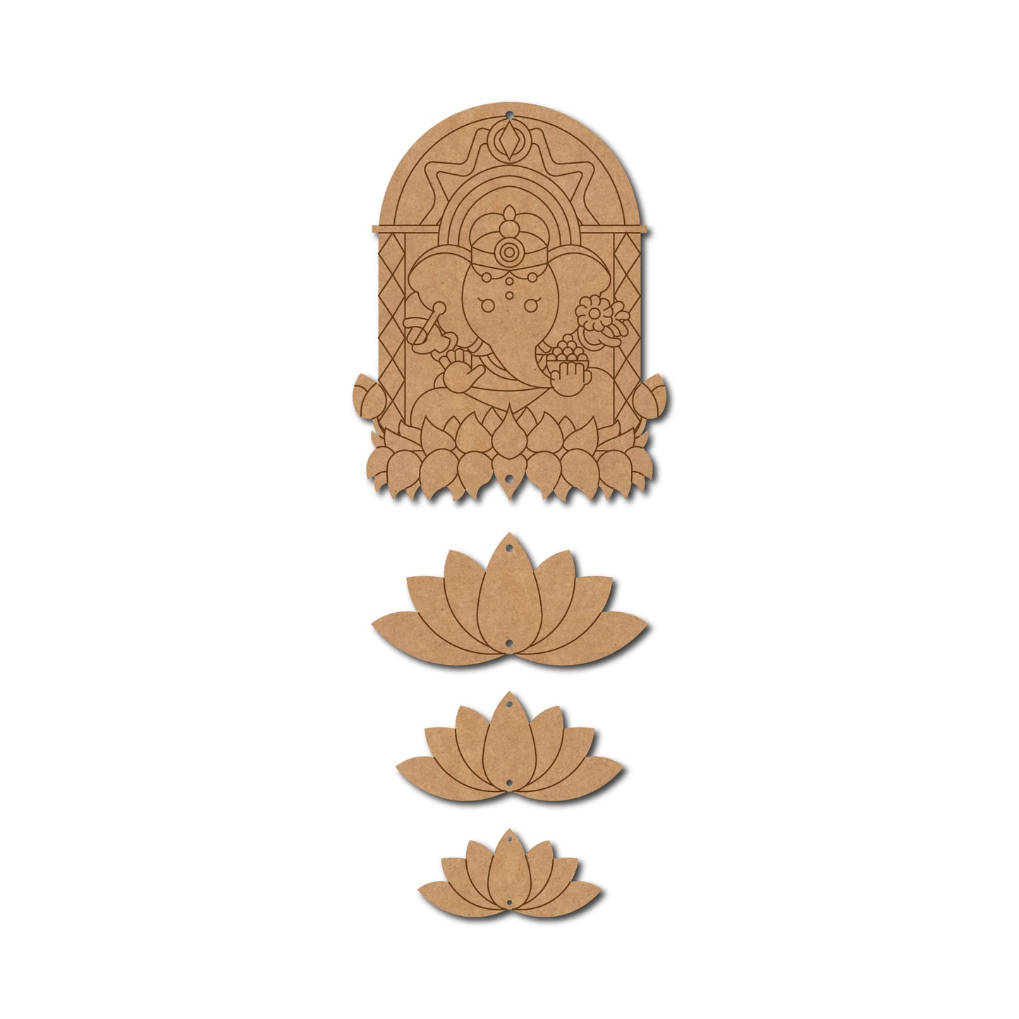 Ganesha Lotus Hanging Pre Marked MDF Design 1