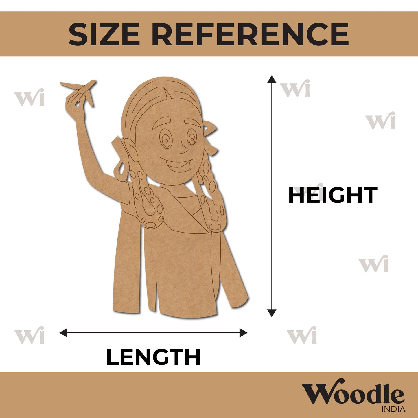 Girl Student Holding Aeroplane Toy Pre Marked MDF Design 1