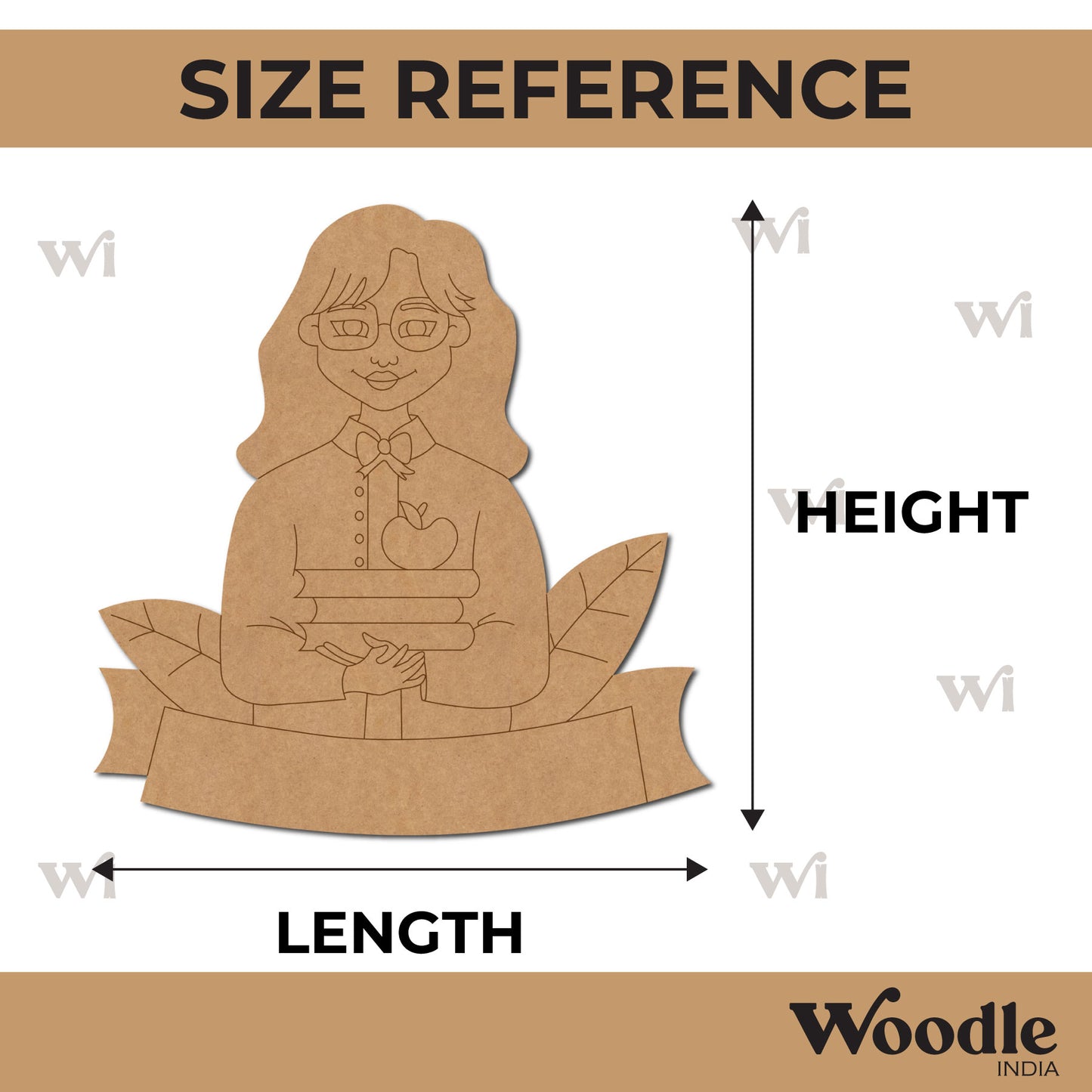 Girl Student Holding Books Pre Marked Base MDF Design 1