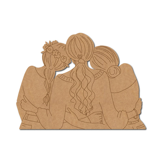 Girls Hugging Pre Marked MDF Design 1