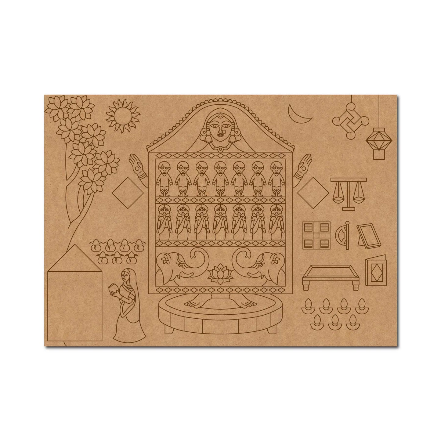 Goddess Ahoi Ashtami Pre Marked Base MDF Design 1