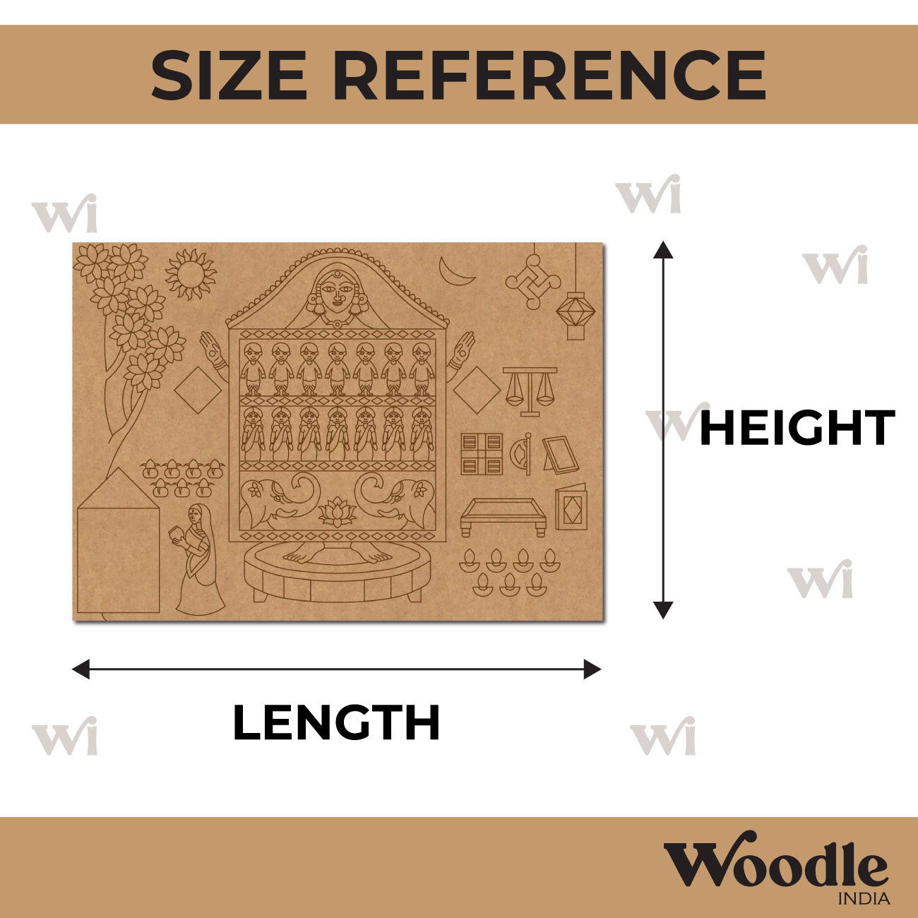 Goddess Ahoi Ashtami Pre Marked Base MDF Design 1