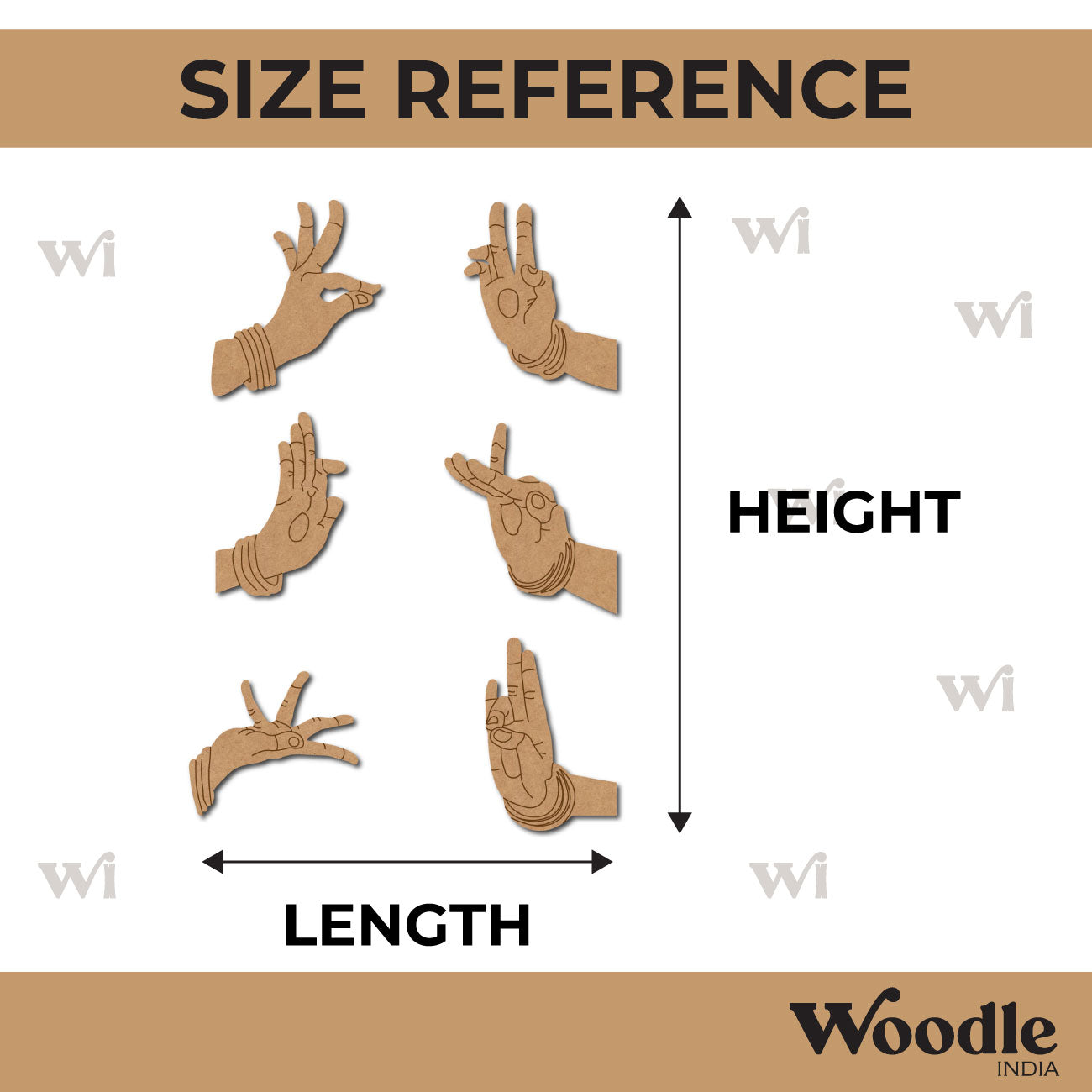 Hand Mudras Set Pre Marked MDF Design 1