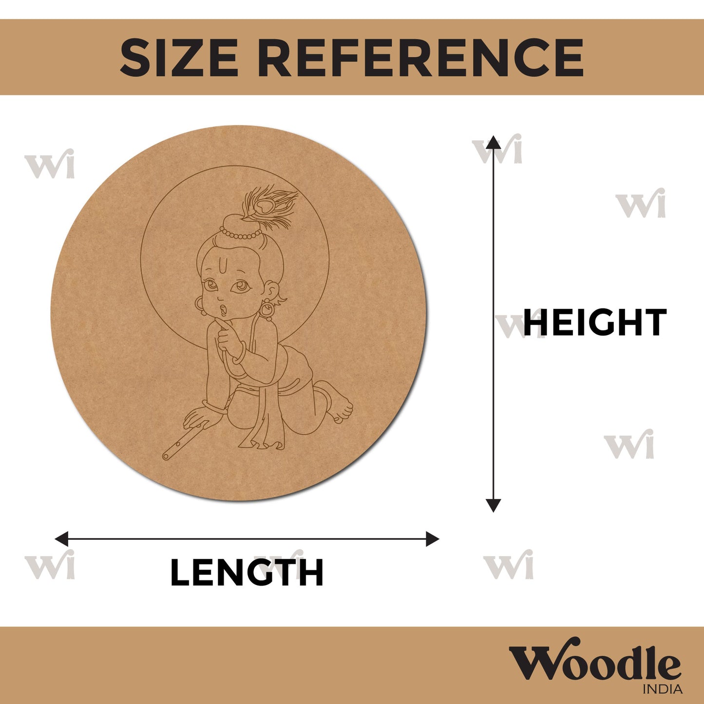 Krishna Ji Pre Marked Round MDF Design 1