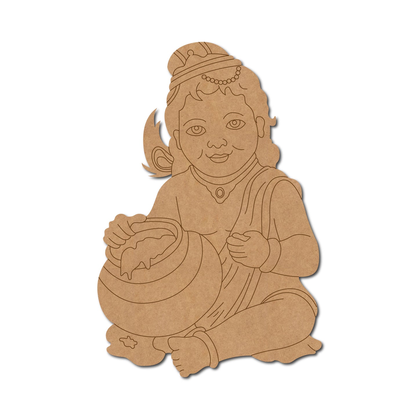 Krishna Ji With Makhan Pre Marked MDF Design 4