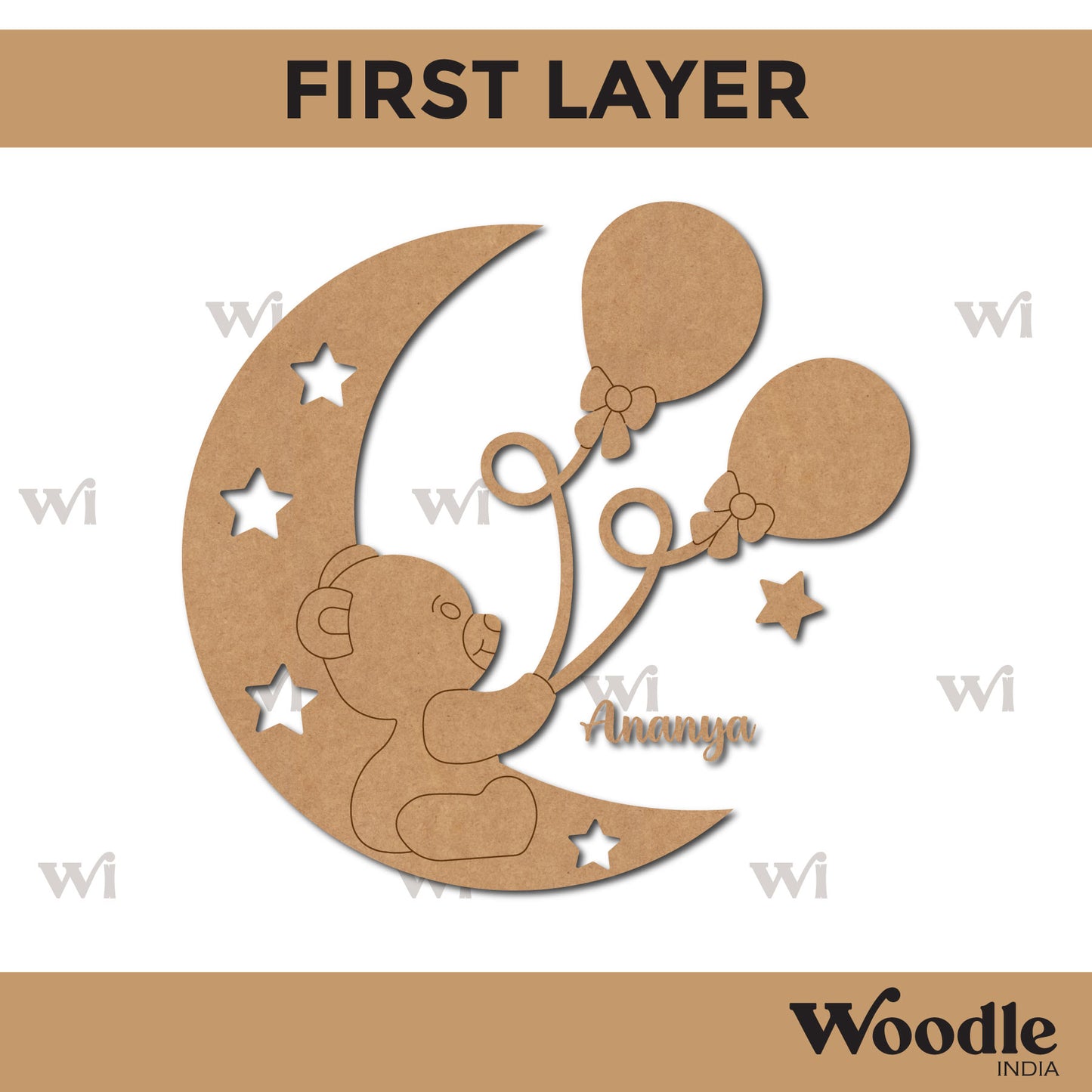 Teddy Bear Nameplate MDF Design