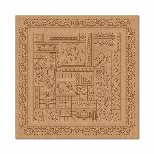 Lippan Ganesha Lotus Pre Marked Base MDF Design 1