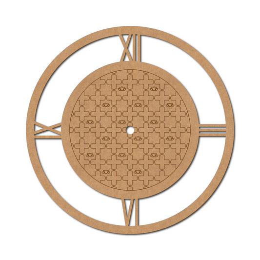 Lotus Sashiko Pattern Clock Pre Marked MDF Design 1