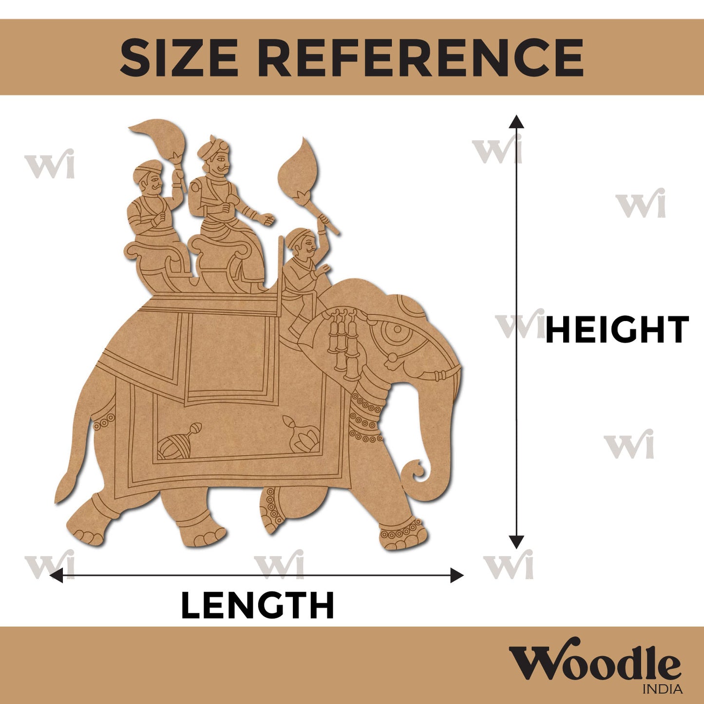 Madhubani Elephant Mughal Pre Marked MDF Design 1