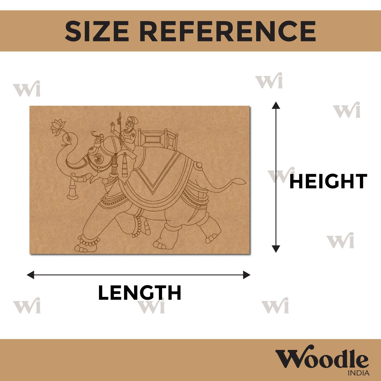 Madhubani Elephant Rajput Pre Marked Base MDF Design 2