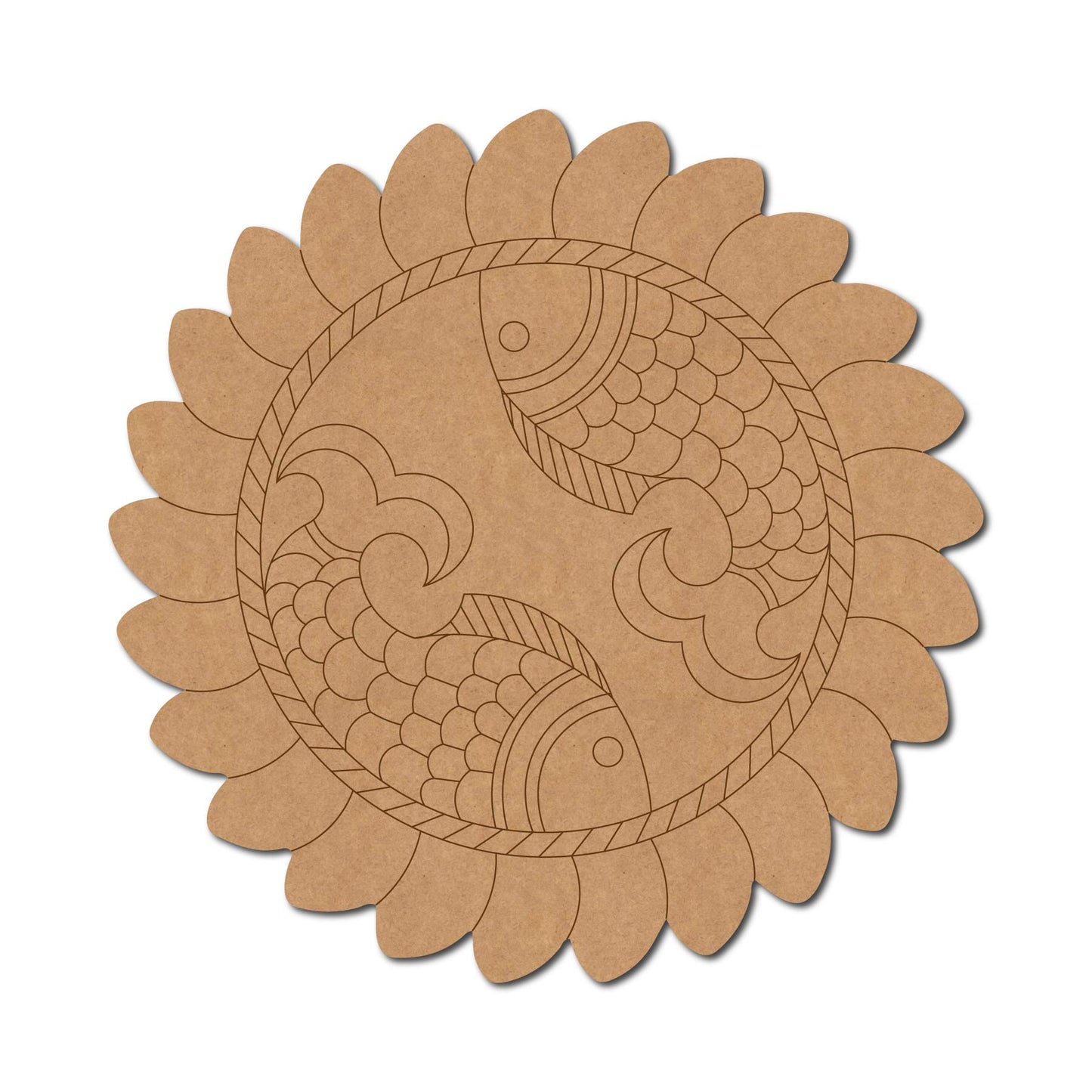 Madhubani Fish Pre Marked Base MDF Design 1